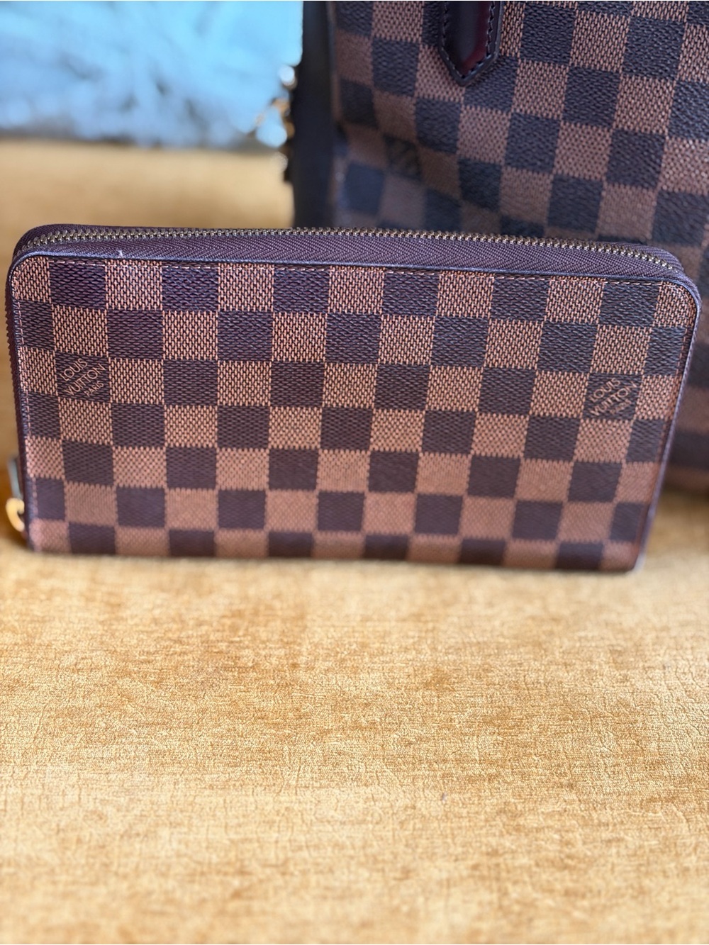 Louis Vuitton Brown Damier Check Zip Wallet